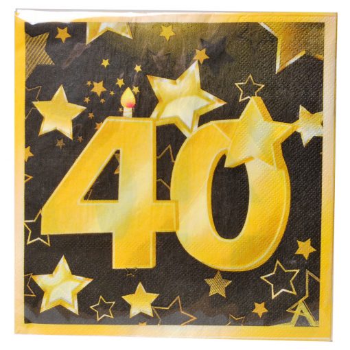 Servietten in schwarz und gold zum 40. Geburtstag