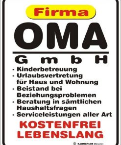 Rahmenlos Blechschild - Oma GmbH