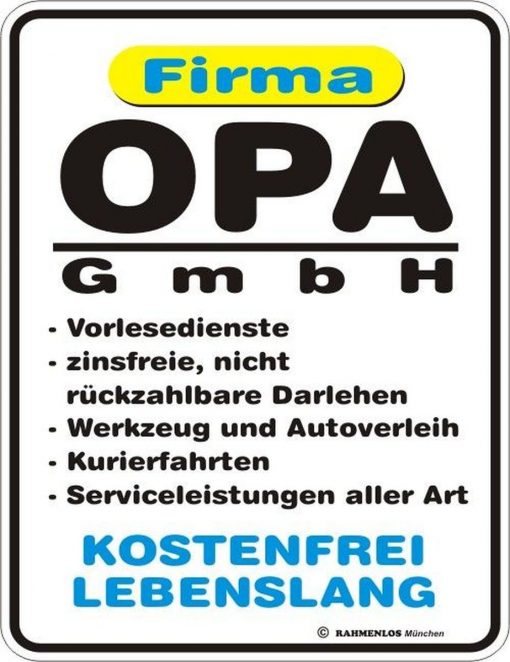Blechschild - Opa GmbH