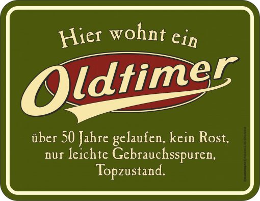 Rahmenlos Blechschild "Oldtimer zum 50 Geburtstag"