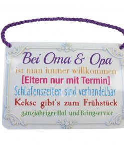 Blechschild mit Spruch und Kordel zum Hängen - Oma & Opa