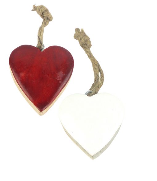 Herz Hänger aus Mangoholz, rot oder weiß
