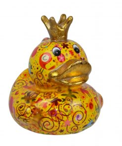 Pomme-Pidou Spardose - Ente Ducky in gelb mit Blumen und Herzen