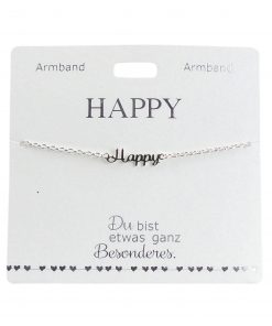 Armband mit Schriftzug "Happy", versilbert