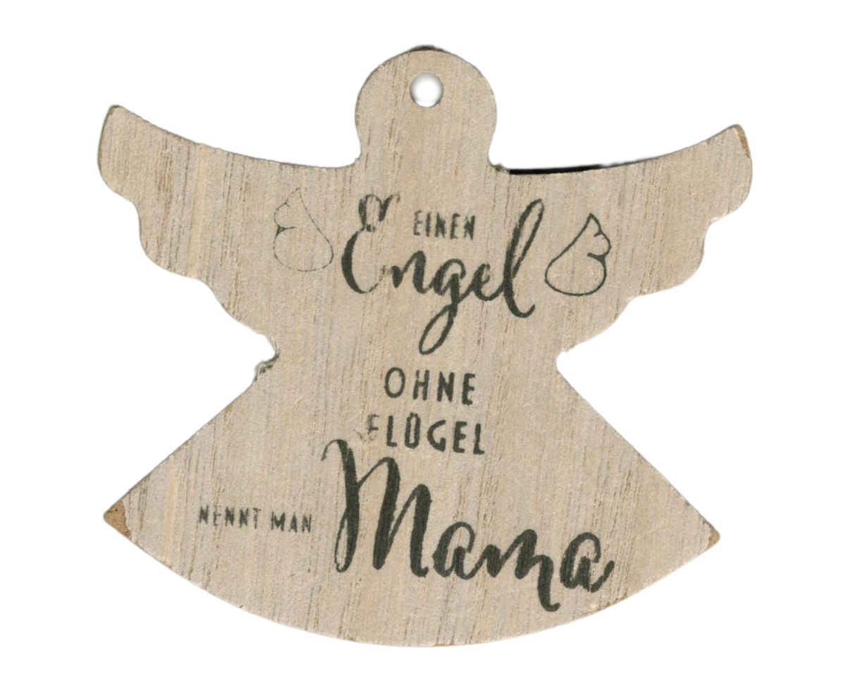 nennt Holz-Engel-Anhänger Unikum man - Einen Geschenke Flügel - Dekorativer ohne Mama Engel