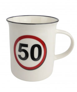 Kaffeebecher "Verkehrsschild" zum 50. Geburtstag