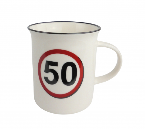 Kaffeebecher "Verkehrsschild" zum 50. Geburtstag