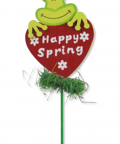 Blumentopfstecker - Frosch "Happy Spring" auf Herz