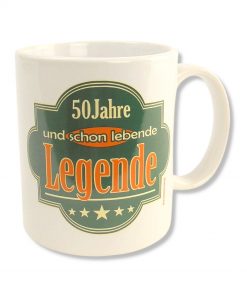Rahmenlos Tasse in weiß mit Spruch "50 Jahre Legende"