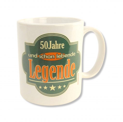 Rahmenlos Tasse in weiß mit Spruch "50 Jahre Legende"