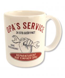 Rahmenlos Tasse in weiß mit Spruch "Opa's Service"