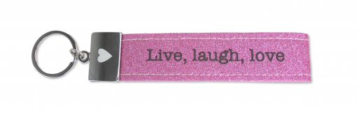 Glücksfilz Anhänger glitzernd in rosa "live, laugh, love"