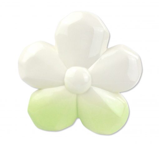 Keramik Deko-Blume in Grün/Weiß, groß