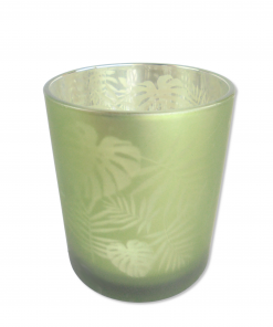 Teelichtglas "Blätter" in grün, klein