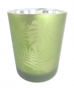 Teelichtglas "Blätter" in grün, groß