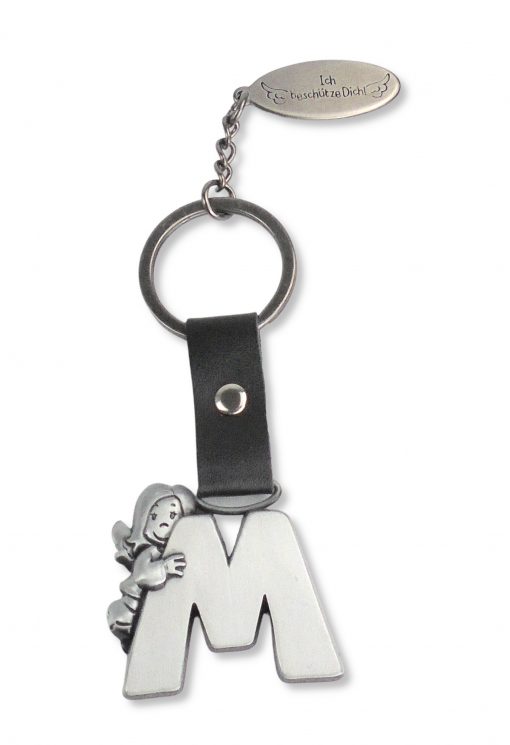 Schutzengel mit Buchstaben "M" als Schlüsselanhänger