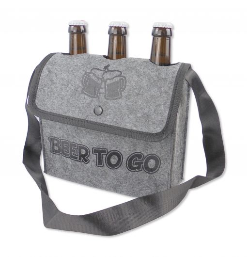 Männer-Handtasche / Graue Umhängetasche „Beer to go“ für 3 Flaschen