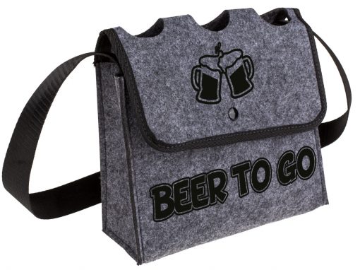 Männer-Handtasche / Graue Umhängetasche „Beer to go“ für 3 Flaschen