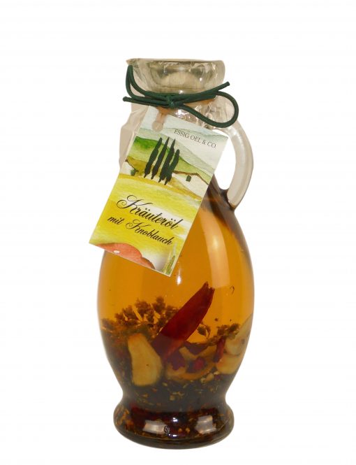 Kräuteröl mit Knoblauch in der Flasche "Egezia"