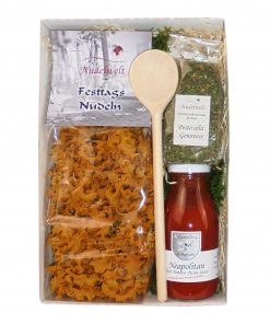 Nudelwelt Geschenk-Set „Festtagss-Nudeln, Pesto alla Genovese und Pasta Sauce Neapolitan“, ohne Deckel