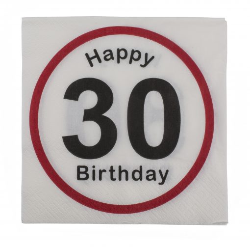 Servietten "Happy Birthday" zum 30. Geburtstag, 20 Stück