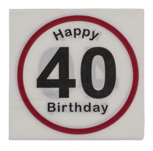 Servietten "Happy Birthday" zum 40. Geburtstag, 20 Stück