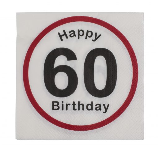 Servietten "Happy Birthday" zum 60. Geburtstag, 20 Stück
