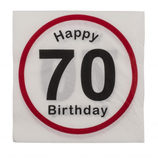 Servietten "Happy Birthday" zum 70. Geburtstag, 20 Stück