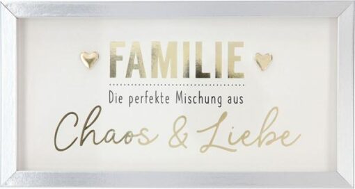 Mini-Bilderrahmen mit Schriftzug "Familie - Die perfekte Mischung aus Chaos & Liebe"
