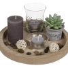 Holz-Dekoteller mit Teelichthaltern, Teelichtern, Kerzen & Dekosteinen