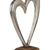 Silbernes Metall-Herz auf einem Holz-Standfuß, 3 verschiedene Größen