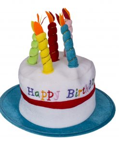 Plüsch-Geburtstagshut "Happy Birthday" mit 5 Kerzen
