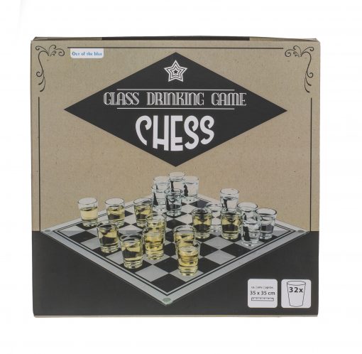 Trinkspiel "Schach" aus Glas, Verpackung