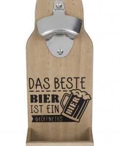 Wandflaschenöffner "Das beste Bier" mit Auffangbehälter