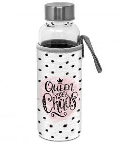 Glasflasche mit Schutzhülle "Queen of Chaos"