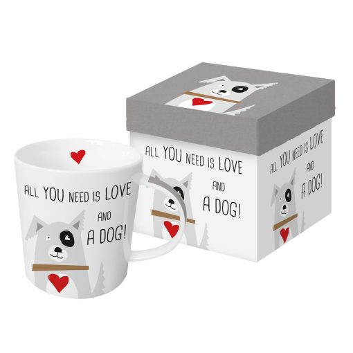 Tasse "All you need is love and a dog" in Geschenkbox