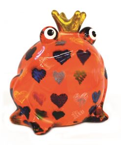 Pomme-Pidou Spardose "Frosch Freddy" Hearts, Orange-Rot