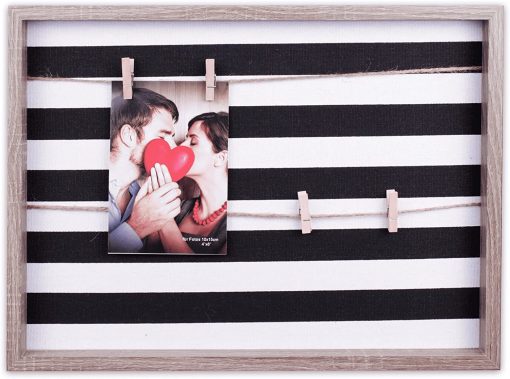 trendori® Holz-Bilderrahmen mit Leinen und Klammern für Fotos 10x15cm