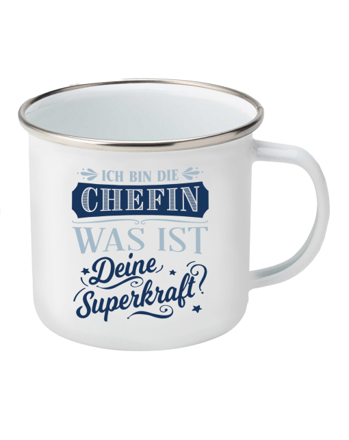 Top-Lady Emaille-Becher Chefin