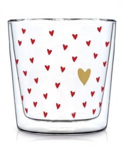 Doppelwand-Trinkglas "Little Hearts" - Golden Heart