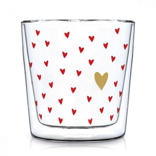 Doppelwandiges Trinkglas "Little Hearts" - Golden Heart