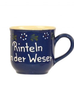 Handgemachte Tasse "Rinteln an der Weser" - Bunzlau, mit weißer Schrift