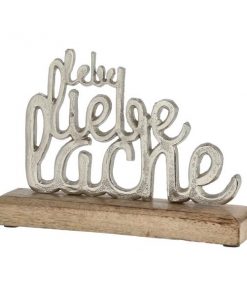 Schriftzug "Lebe Liebe Lache" aus Aluminium