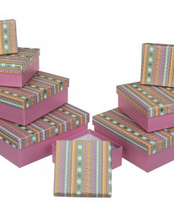 Geschenkkartonage in rosa/türkis mit goldenen Akzenten, verschiedene Größen