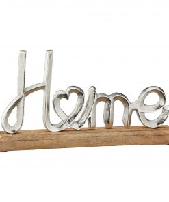 Schriftzug "Home" aus Aluminium auf Holzfuß - Groß