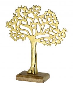 Lebensbaum gold mit Holz-Standfuß