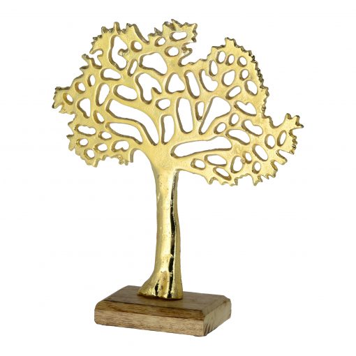 Lebensbaum gold mit Holz-Standfuß