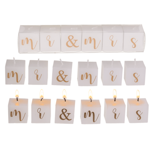 Kerzenblock mit Schrift "Mr. & Mrs."