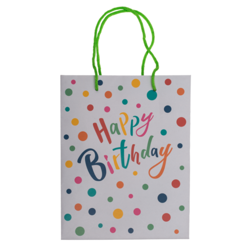 Graue Papier-Geschenktüte "Happy Birthday" klein