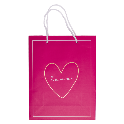 Weiß-Pinke Papier-Geschenktüte Love - Unikum Geschenke